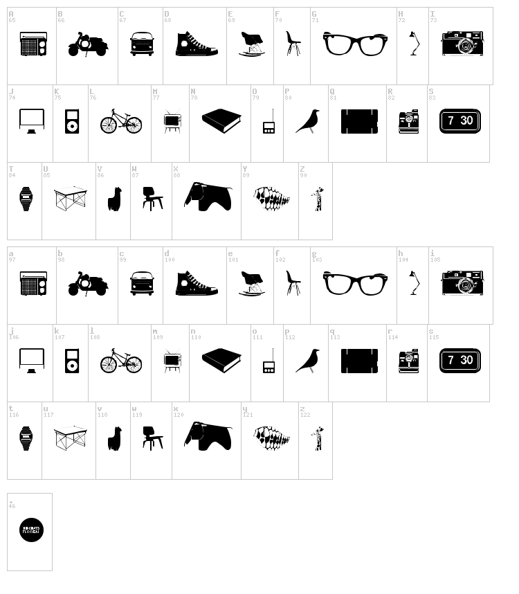 Cool Stuff font map